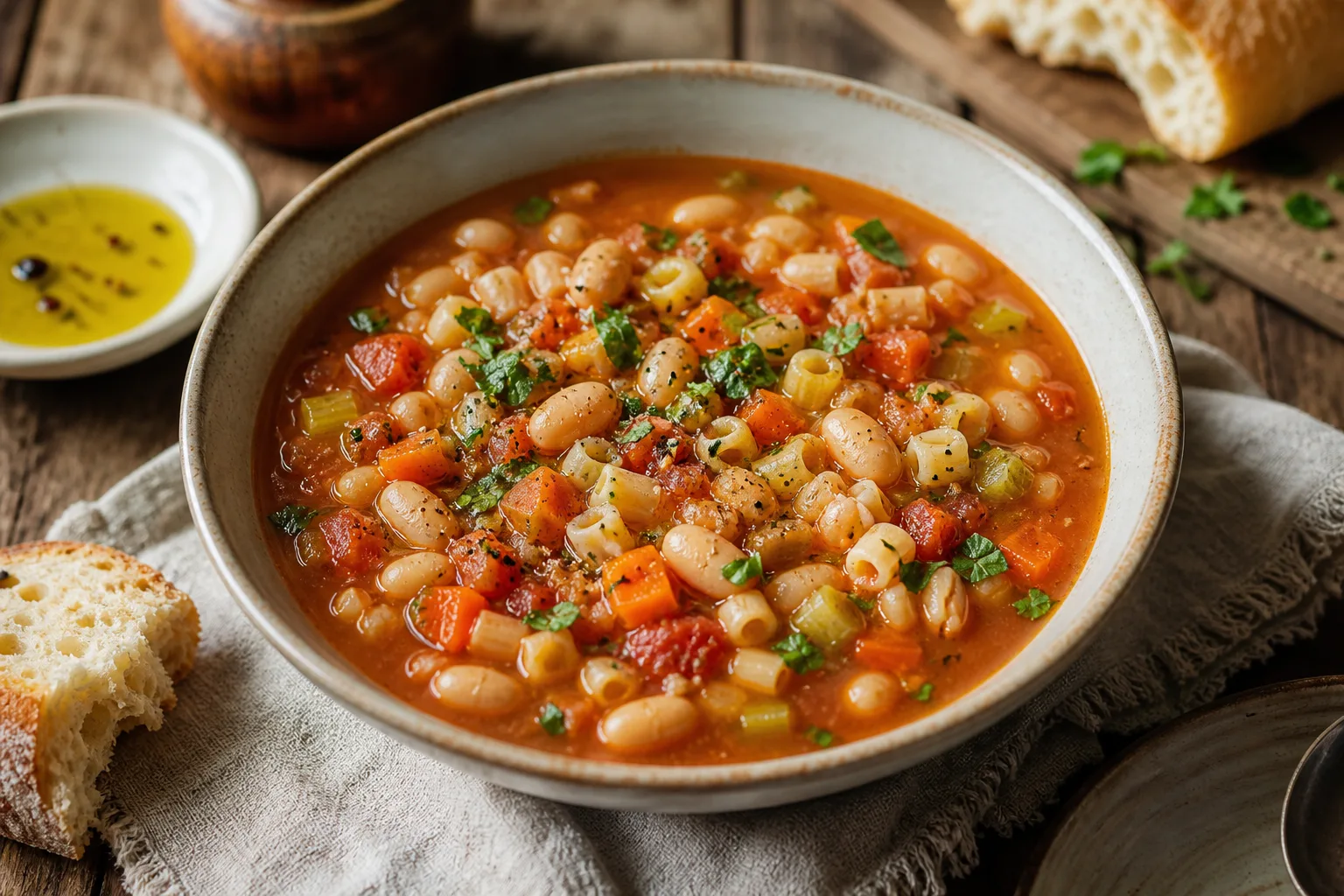 Healthy Pasta E Fagioli (Traditional Italian Pasta and Bean Soup)